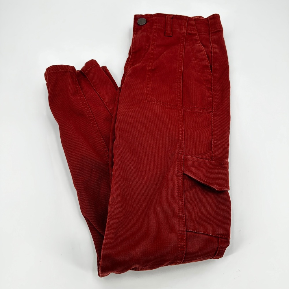 Cabi 3566‎ Flame Drifter Corduroy Cargo Pants Red Size 4 Skinny Ankle Slim Fit